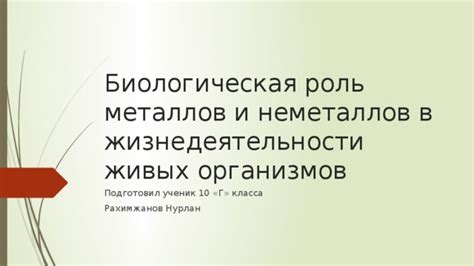 Влияние металлов на жизнь организмов