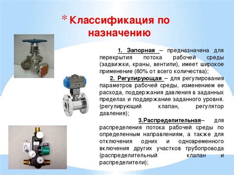 Классификация запорной арматуры по типу