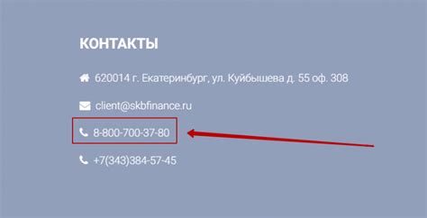 Номер телефона службы поддержки