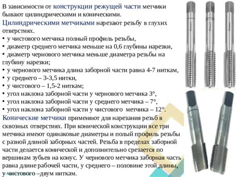 Применение метчика для нарезания резьбы на арматуре