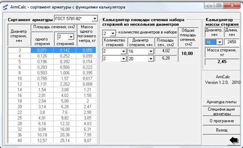 Расчет площади окраски арматуры диаметром 16 мм