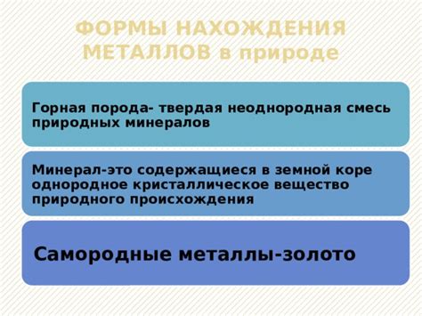 Роли металлов в природе