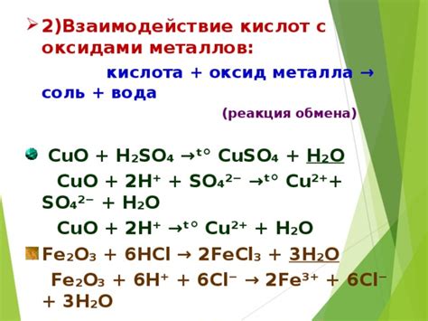 Химическое взаимодействие HCl с оксидами металла