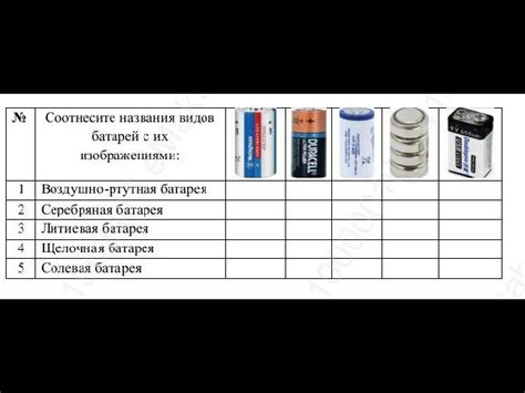 Подсчет видов батарей в часах: