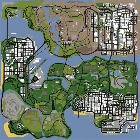 Изучите карту города San Andreas