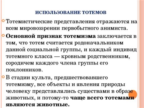 Использование тотемов