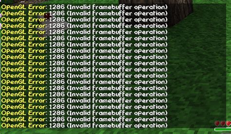 Причины ошибки opengl 1286 invalid framebuffer operation в Minecraft