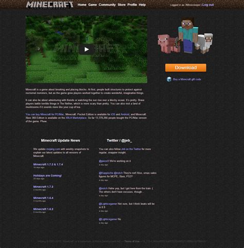 Регистрация аккаунта на Minecraft.net