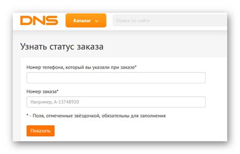 Статус заказа DNS
