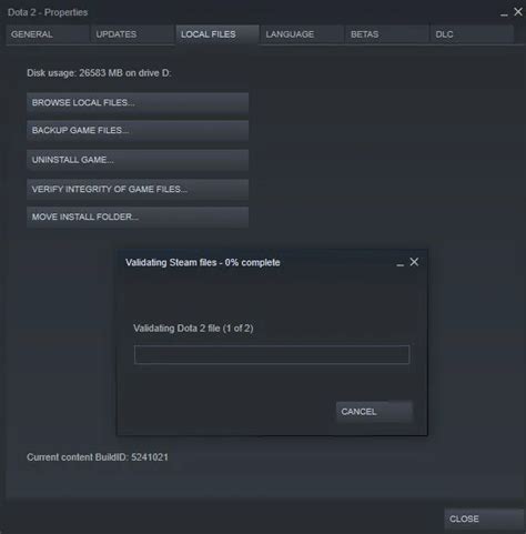  Исправление ошибки через переустановку игры Dota 2 