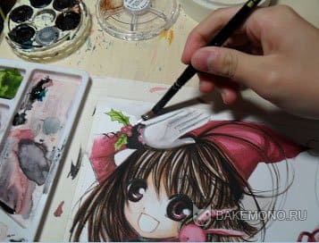 Как рисовать акварельными красками аниме персонажа | урок по раскраске