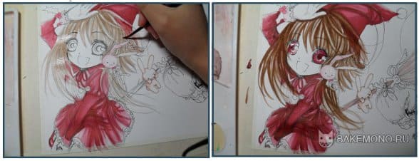 Как рисовать акварельными красками аниме персонажа | урок по раскраске
