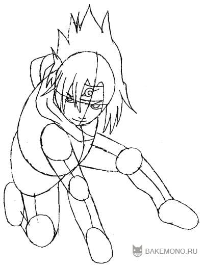 Как рисовать Саске Учиха из аниме Наруто